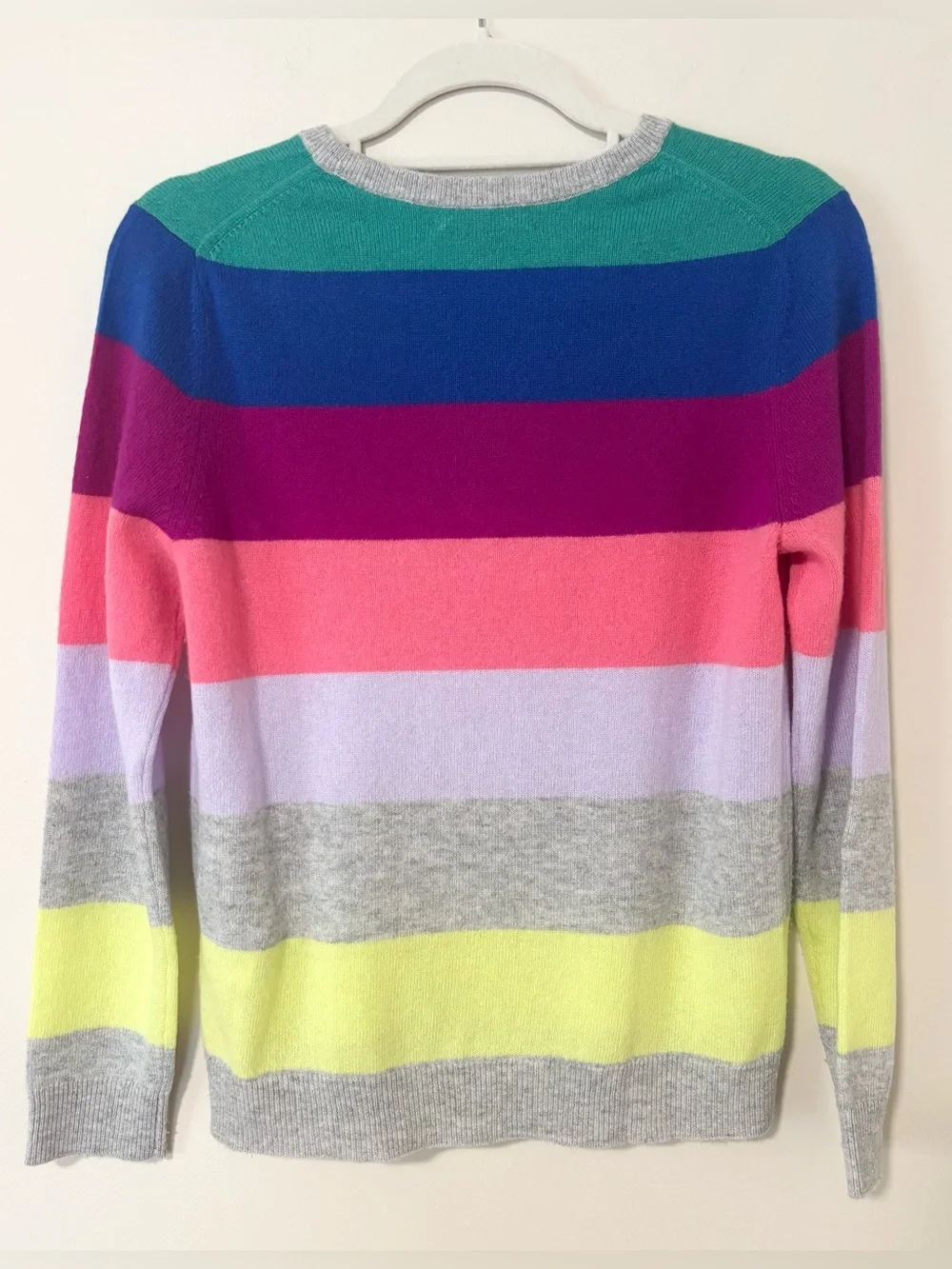 Charter Club Luxury 100% Cashmere Rainbow Striped Sweater
